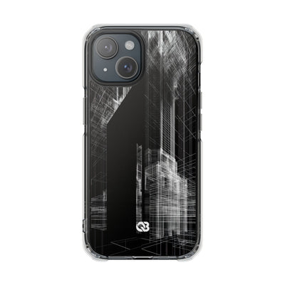 Black Impact MagSafe Phone Case for iPhone - Ghost Urban Wireframe