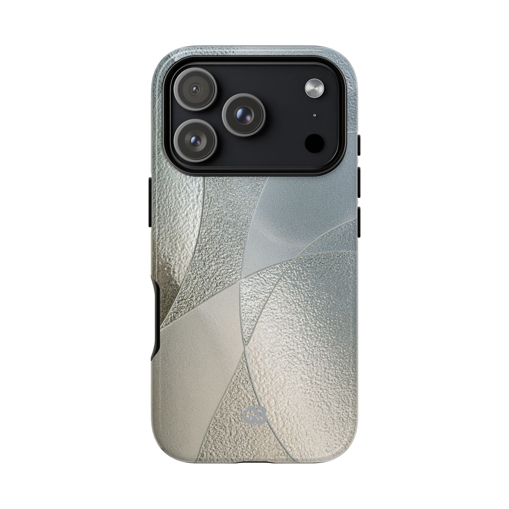 Silver Tough Phone Case for iPhone - Frosted Silver Mosaic