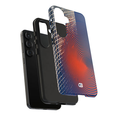 Blue Tough Phone Case for Samsung - Orange Orbit Grid