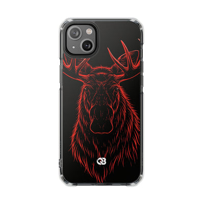 Nordic Moose Contour · Clear Impact Magnetic Phone Case for iPhone ·  Red
