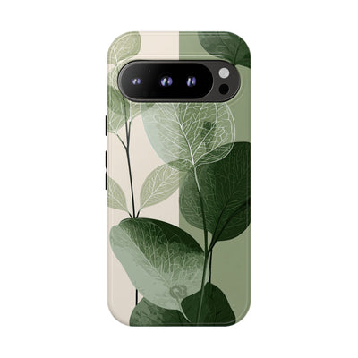 Green Tough Phone Case for Google Pixel - Sage Leaf Skeletals