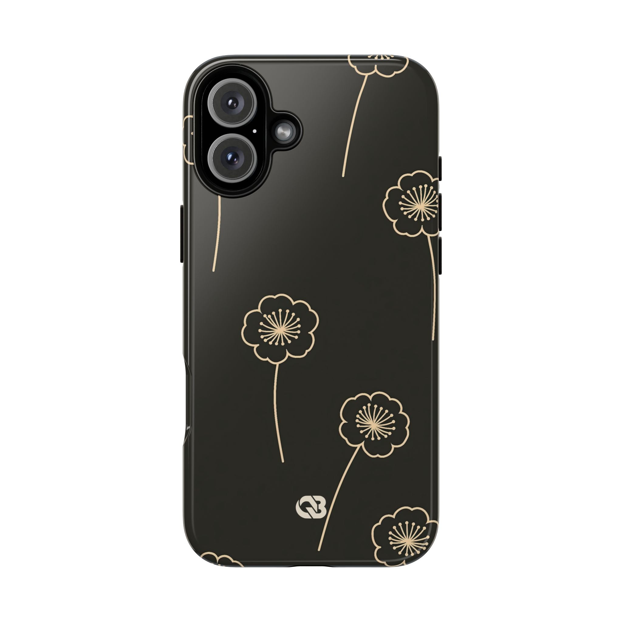 Black Tough Phone Case for iPhone - Obsidian Sand Petals