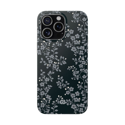 Black Lite Phone Case for iPhone - Midnight Slate Blossom