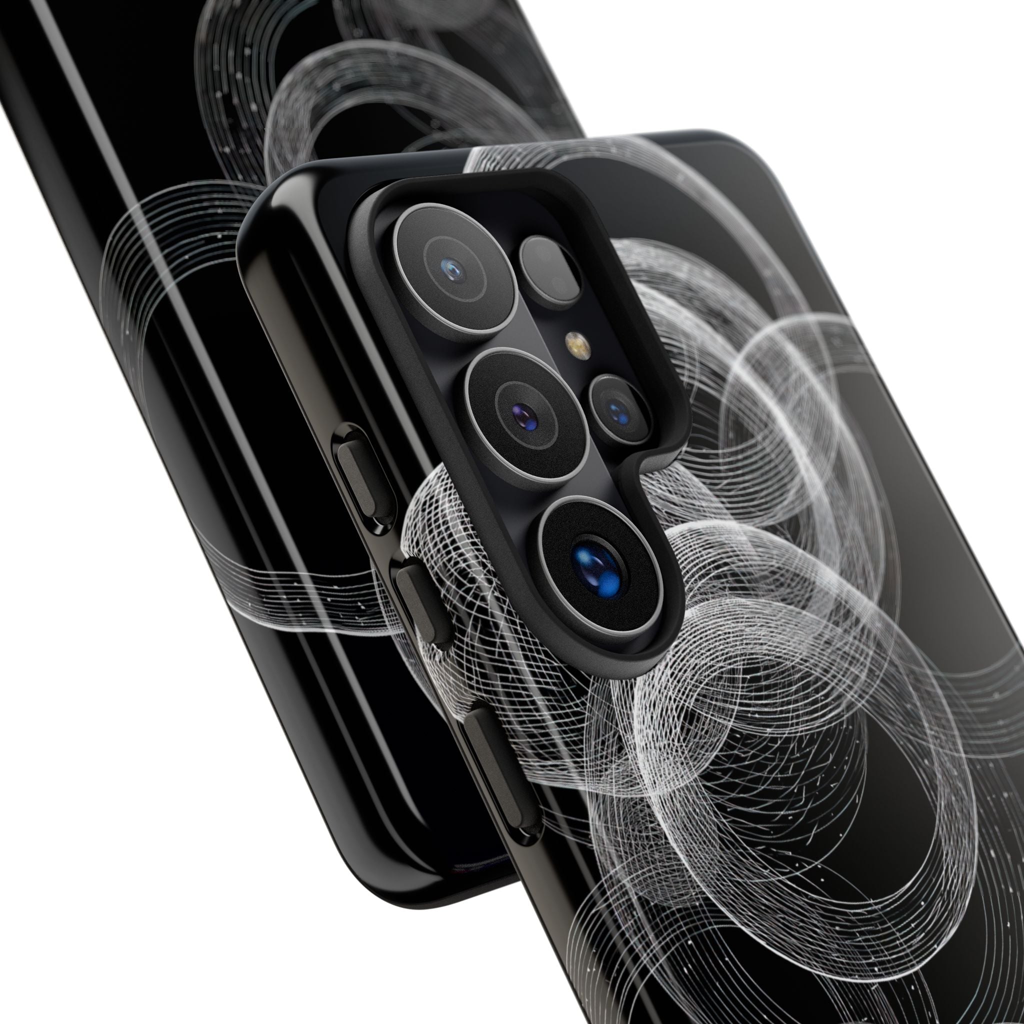 Black Tough Phone Case for Samsung - Kinetic Wireframe Orbit