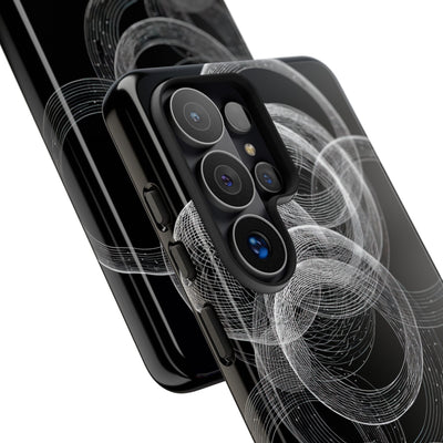 Black Tough Phone Case for Samsung - Kinetic Wireframe Orbit
