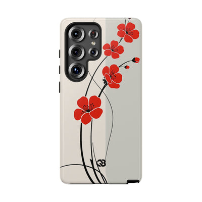 Beige Tough Phone Case for Samsung - Scarlet Ink Petals
