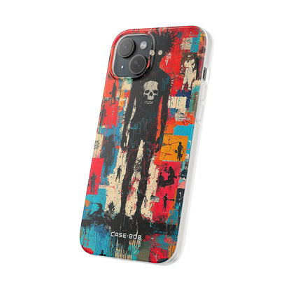 Spiky Skull Silhouette iPhone 15 Plus Case - Soft