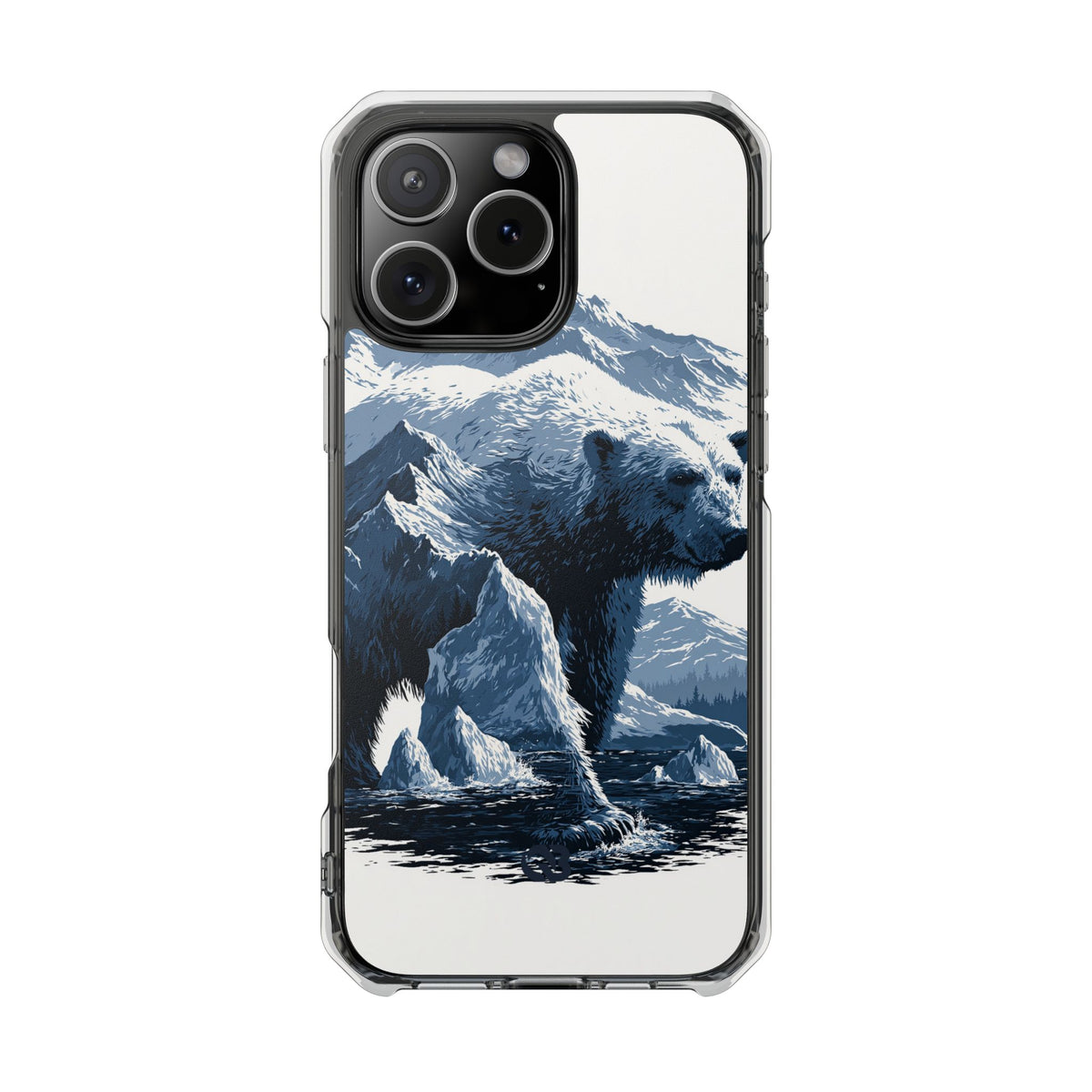 Fjord Summit Bear · Clear Impact Magnetic Phone Case for iPhone · Blue