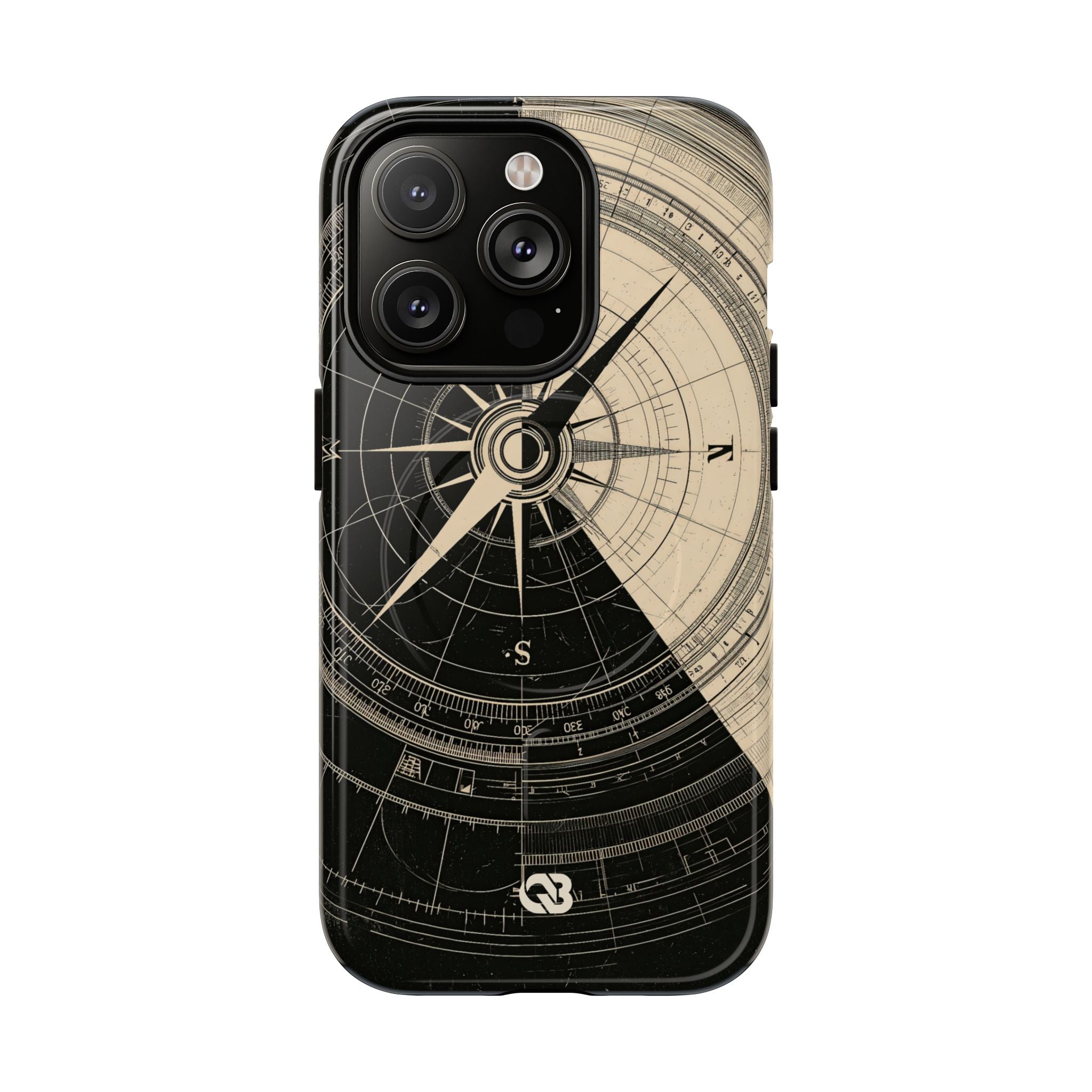 Beige Tough 2.0 Magsafe Phone Case for iPhone - Obsidian Nautical Blueprint