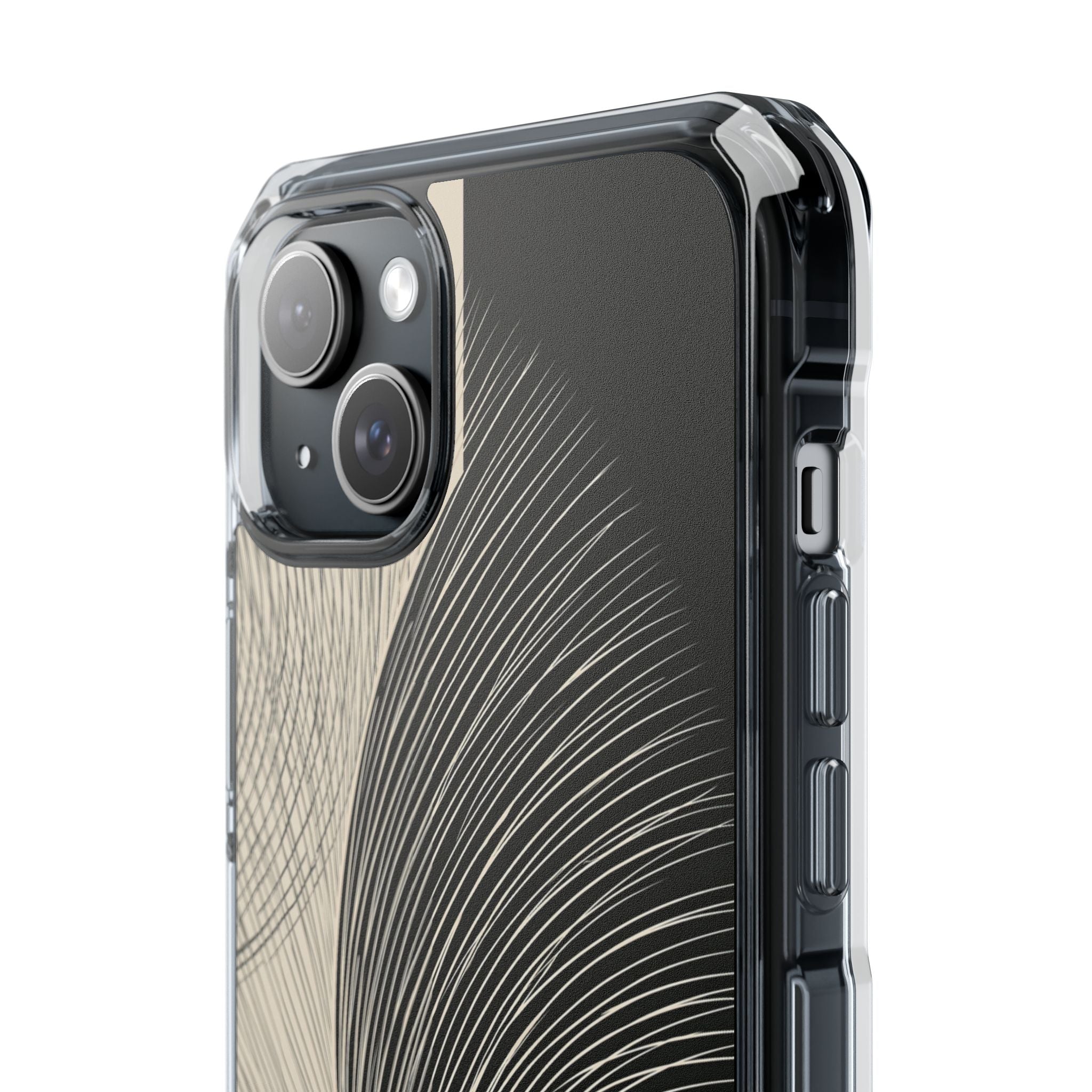 Beige Impact MagSafe Phone Case for iPhone - Obsidian Cream Plume