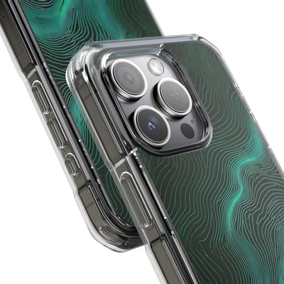 Emerald Topo Ridge · Clear Impact Magnetic Phone Case for iPhone · Green