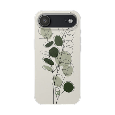 Green Lite Phone Case for iPhone - Muted Eucalyptus Sketch