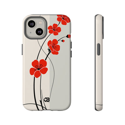 Red Tough Phone Case for iPhone - Crimson Plum Ink