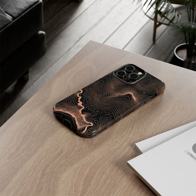 Orange Tough Phone Case for iPhone - Salmon Ridge Topo
