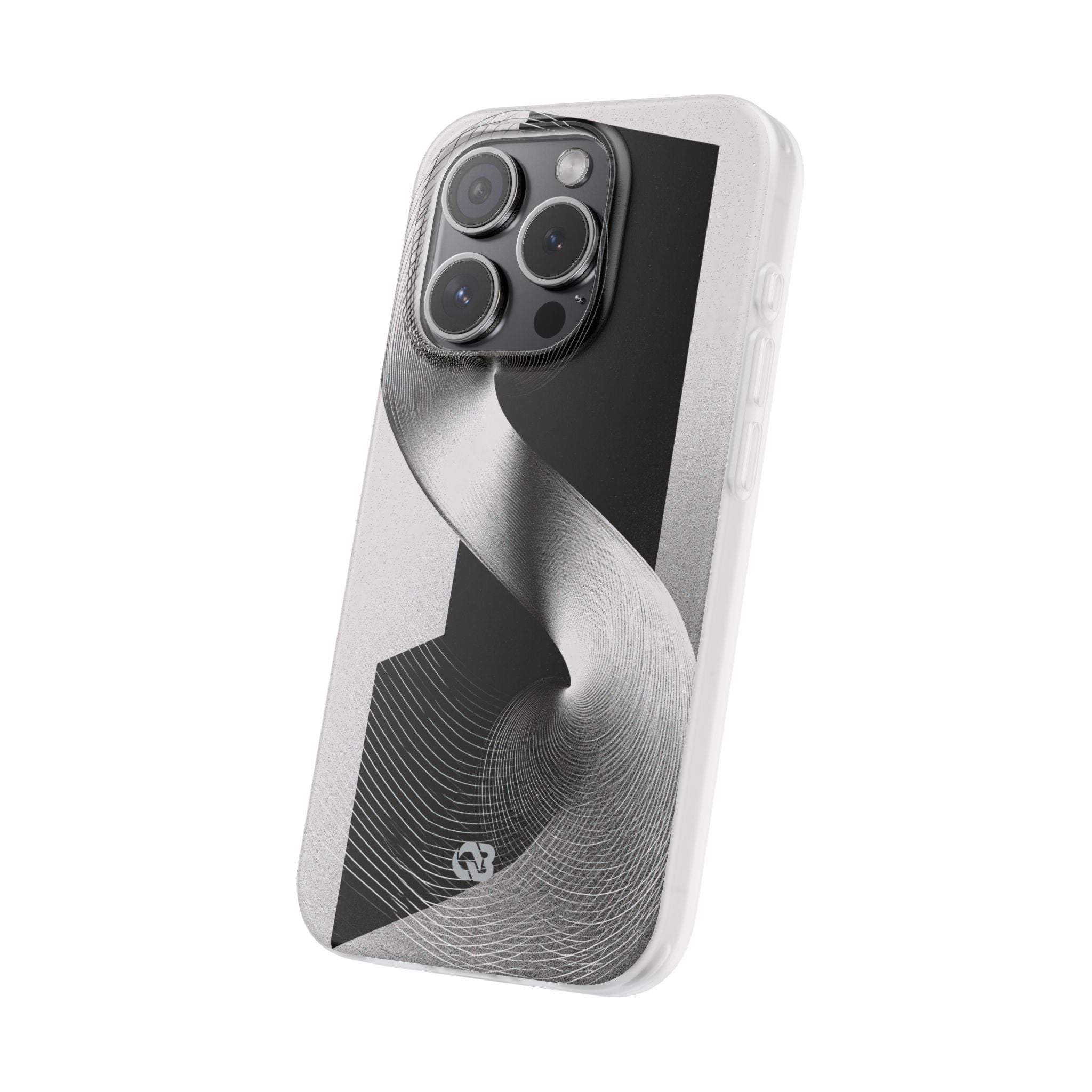 Grey Lite Phone Case for iPhone - Obsidian Moiré Wave