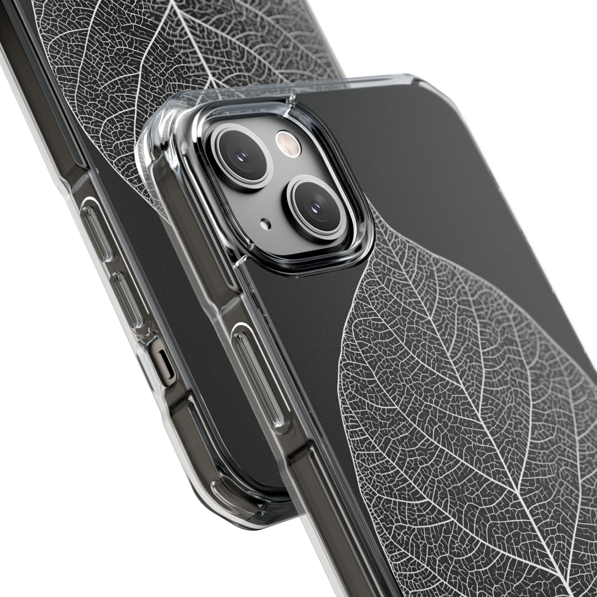 Black Impact MagSafe Phone Case for iPhone - Bleached Leaf Lattice