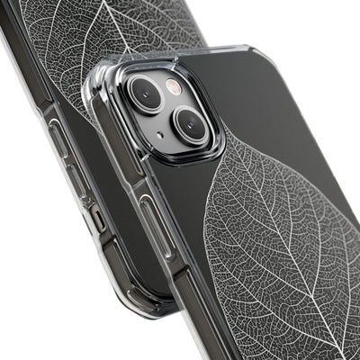 Black Impact MagSafe Phone Case for iPhone - Bleached Leaf Lattice