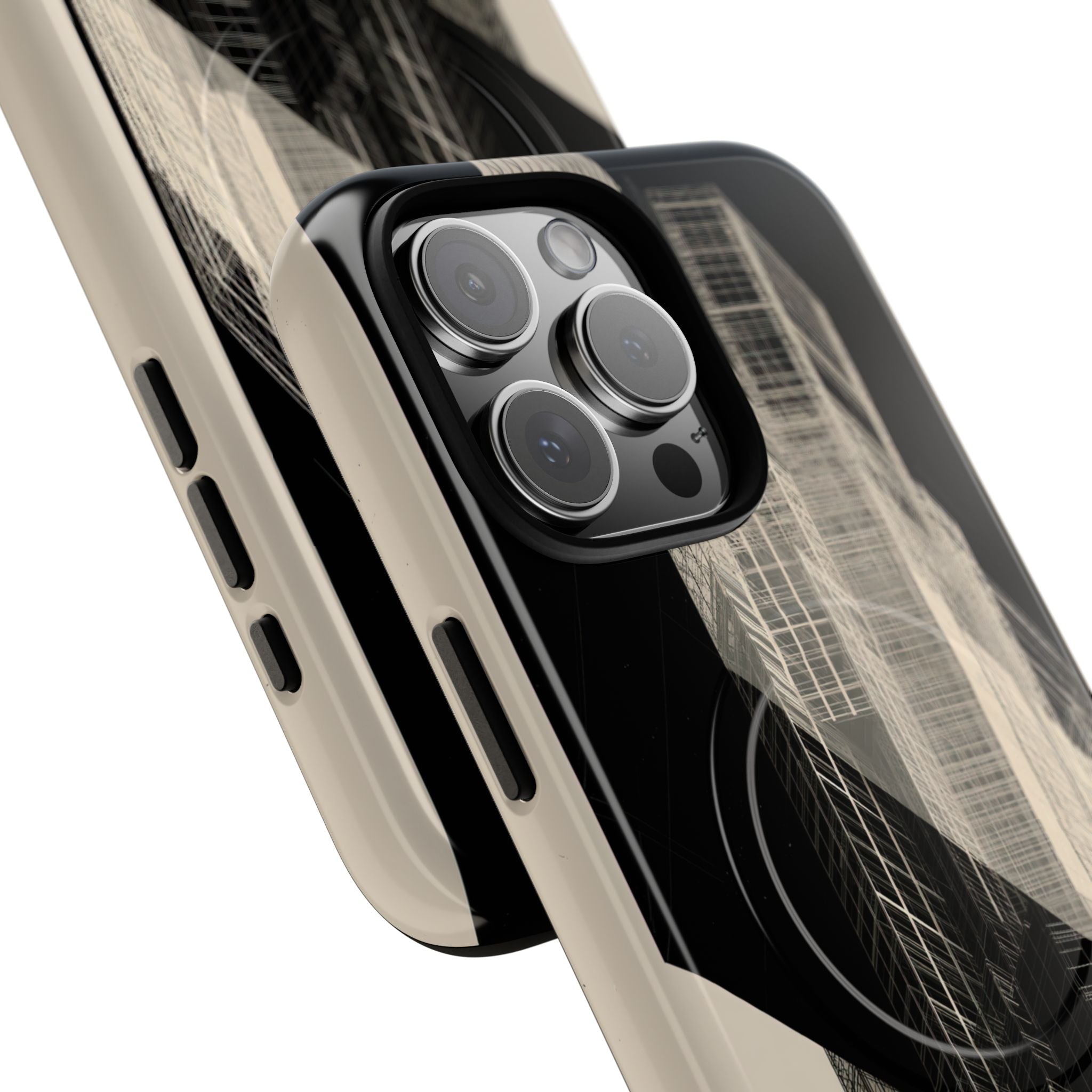 Beige Tough 2.0 Magsafe Phone Case for iPhone - Monolith Urban Grid