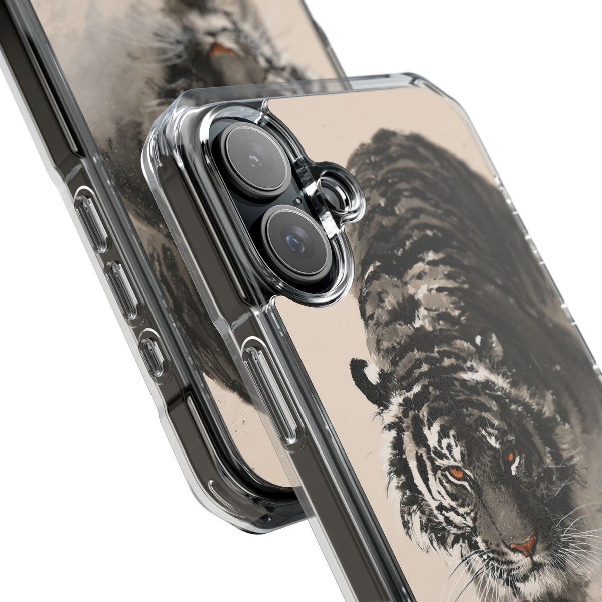 Ink Wash Tiger · Clear Impact Magnetic Phone Case for iPhone · Beige