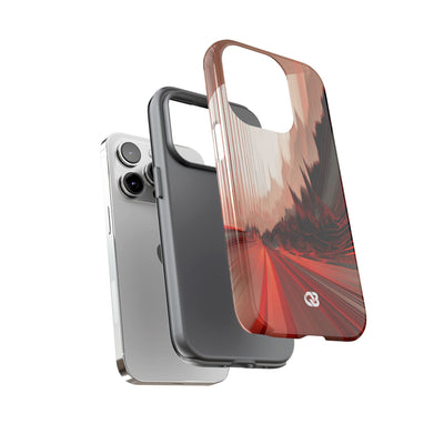 Red Tough Phone Case for iPhone - Crimson Pulse Horizon