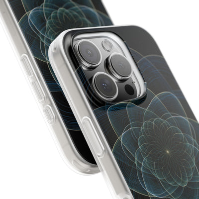 Blue Lite Phone Case for iPhone - Celestial Wireframe Bloom