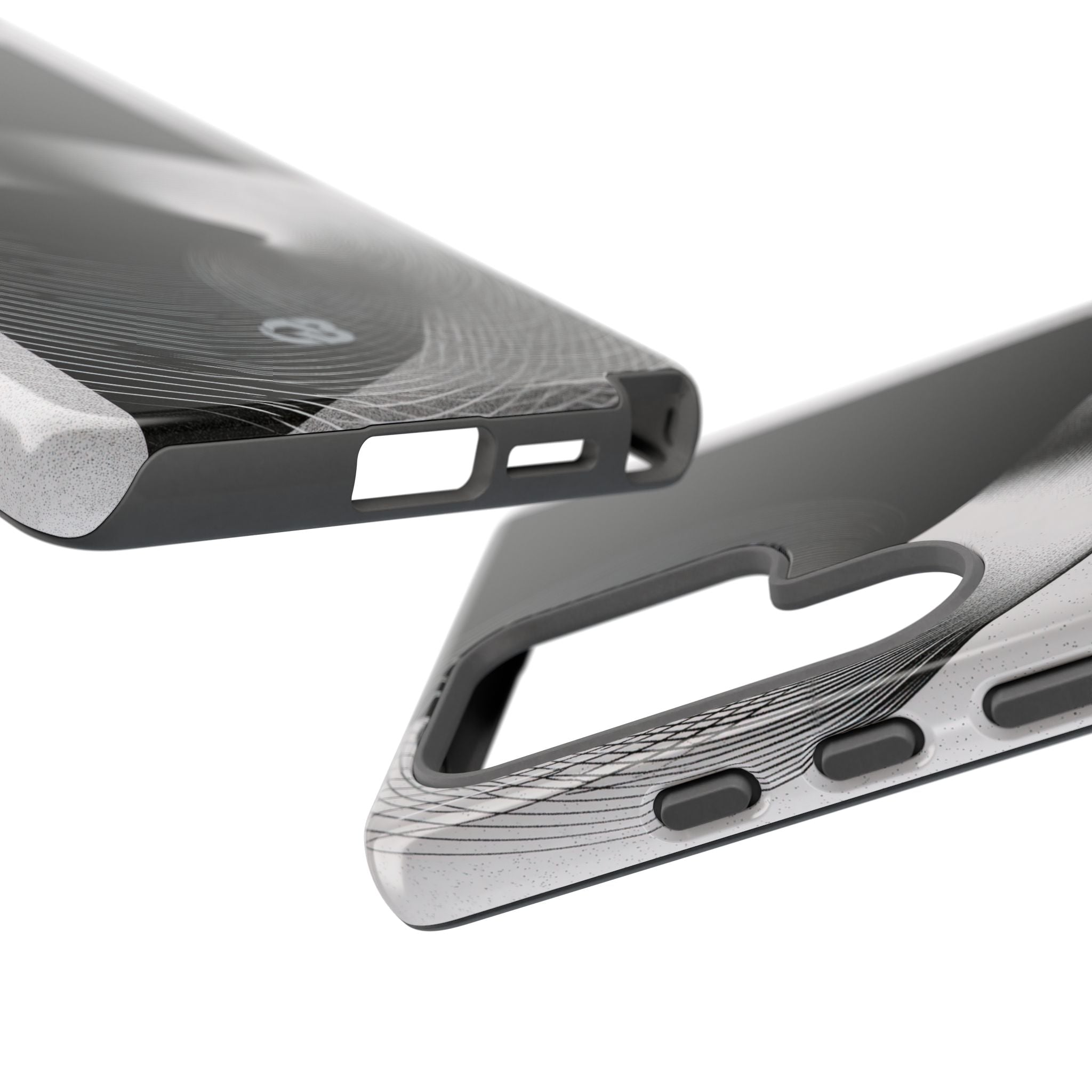 Grey Tough Phone Case for Samsung - Obsidian Moiré Wave