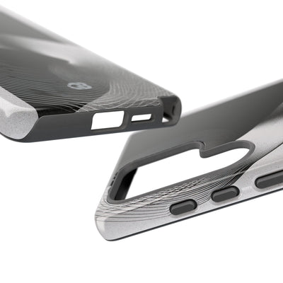 Grey Tough Phone Case for Samsung - Obsidian Moiré Wave