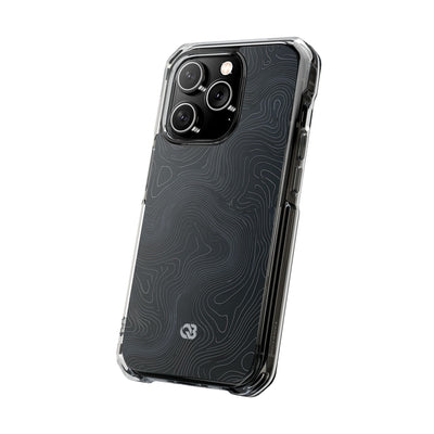 Black Impact MagSafe Phone Case for iPhone - Obsidian Ridge Topo