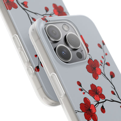 Grey Lite Phone Case for iPhone - Crimson Blossom Onyx