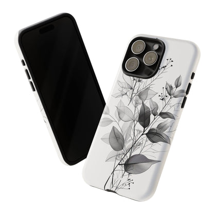 Veined Leaves Gray iPhone 15 Pro Max Case - Tough