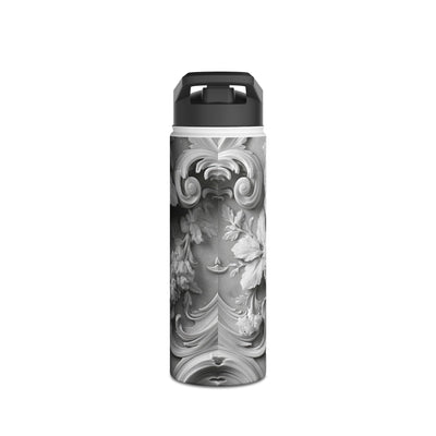 Rococo Marble Rose · Insulated Water Bottle · White