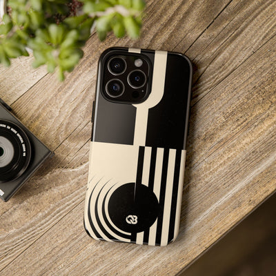 Black Tough Phone Case for iPhone - Ivory Signal Grid