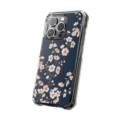Midnight Plum Blossom · Clear Impact Magnetic Phone Case for iPhone ·  Blue