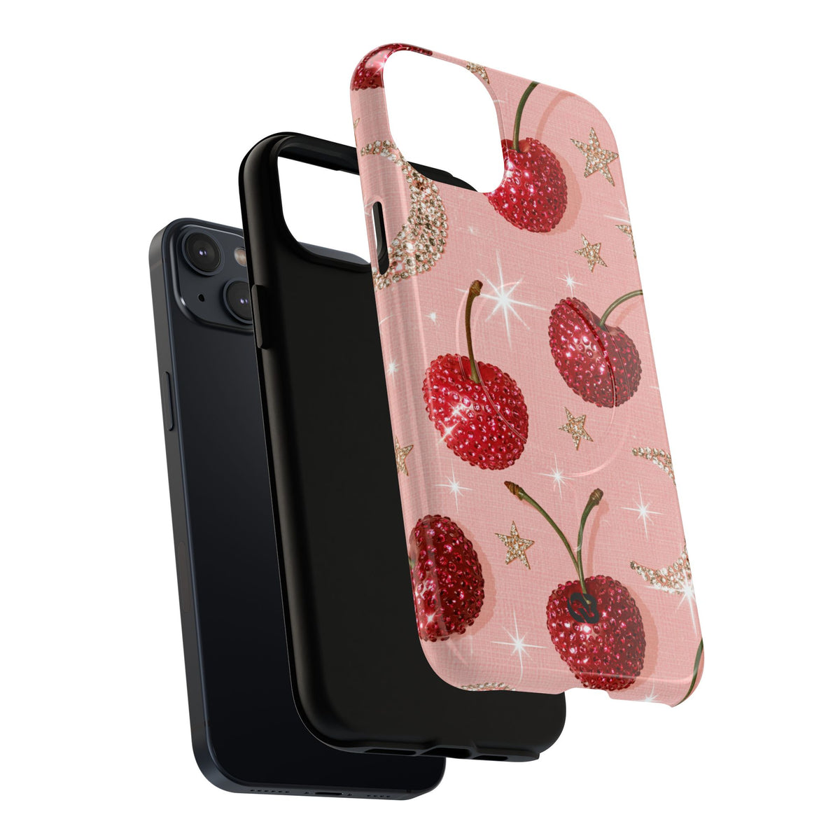 Bedazzled Ruby Cherries · Tough 2.0 Magnetic Phone Case for iPhone · Pink