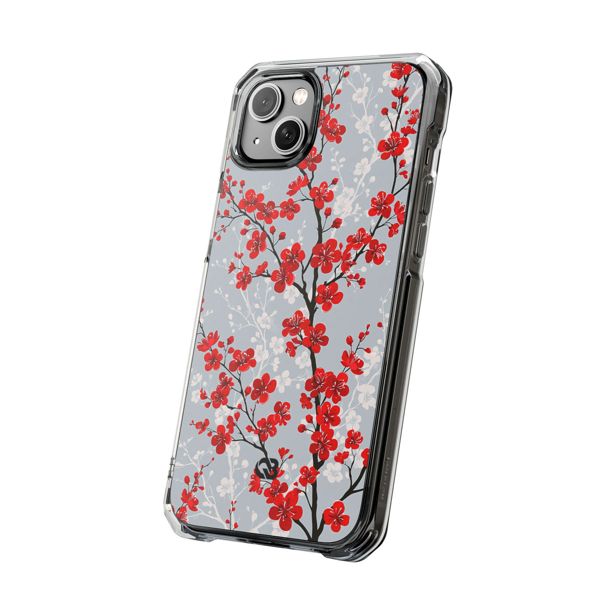 Scarlet Plum Blossom · Clear Impact Magnetic Phone Case for iPhone ·  Red