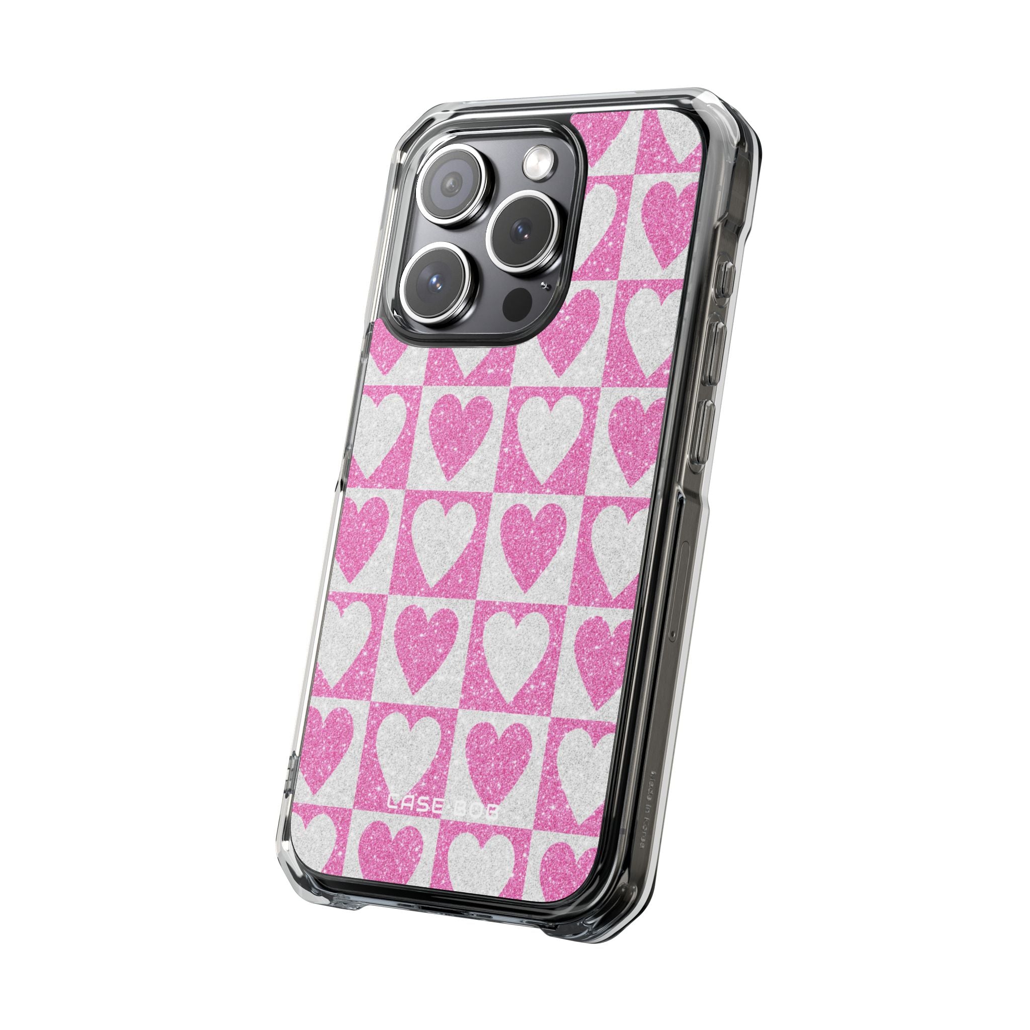 Glitter Hjerte Gitter iPhone 15 Pro Cover - Impact