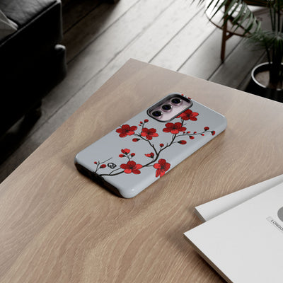 Grey Tough Phone Case for Samsung - Crimson Blossom Onyx