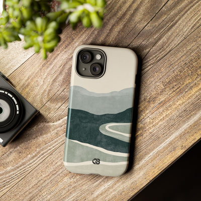 Green Tough Phone Case for iPhone - Misty Sage Valley