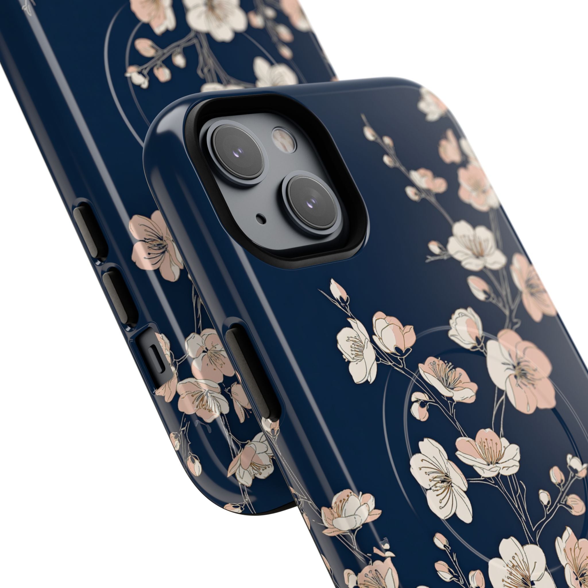 Blue Tough 2.0 Magsafe Phone Case for iPhone - Midnight Peach Sakura