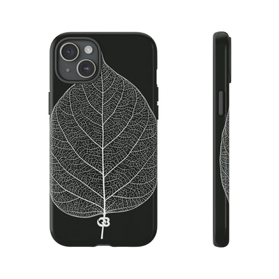Black Tough Phone Case for iPhone - Bleached Leaf Lattice