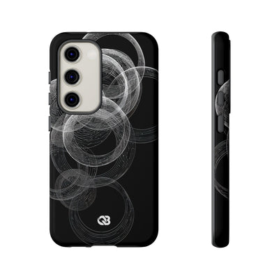 Black Tough Phone Case for Samsung - Kinetic Wireframe Orbit