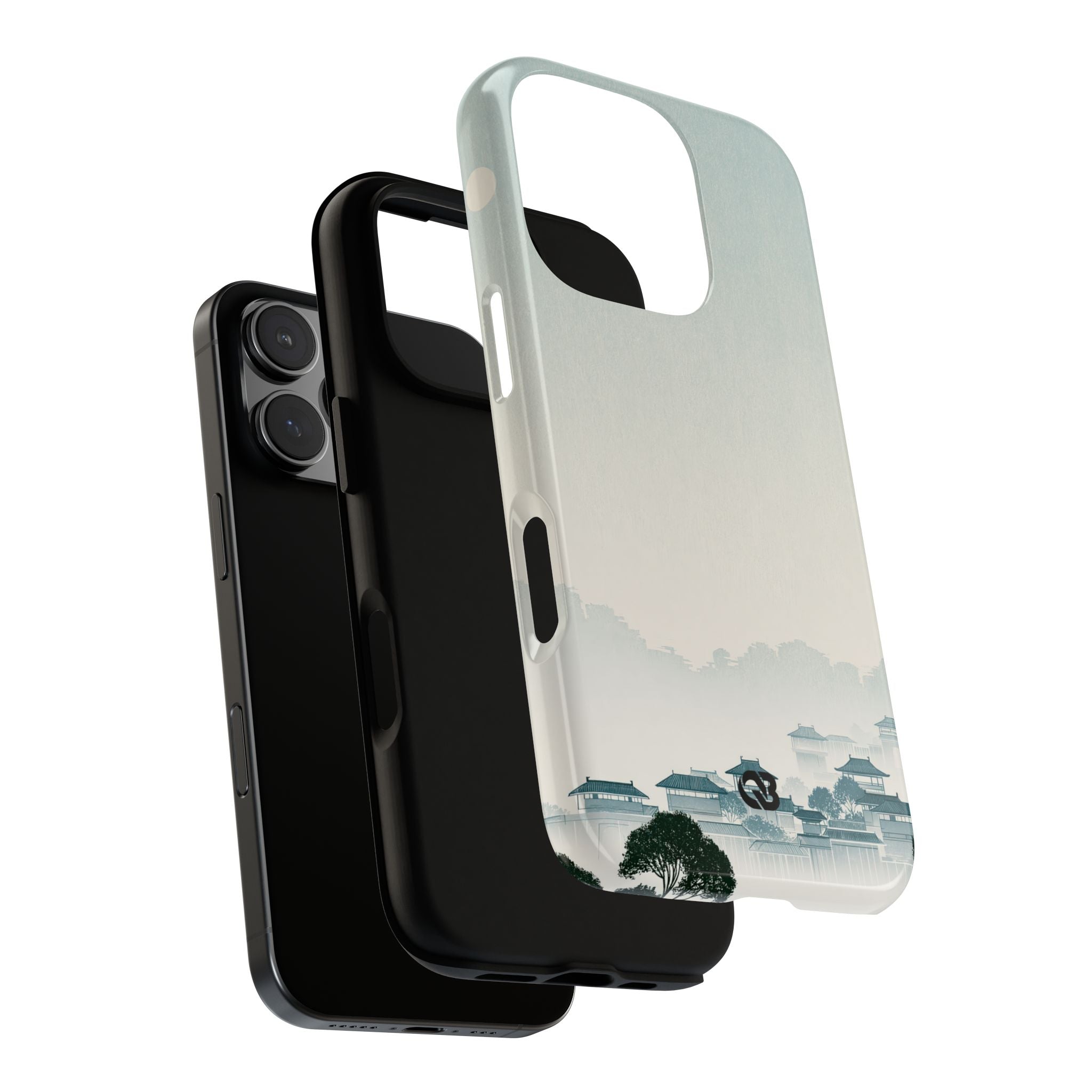 Blue Tough Phone Case for iPhone - Mist Valley Pagoda