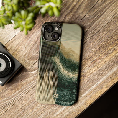 Beige Tough Phone Case for iPhone - Veridian Data Ridge