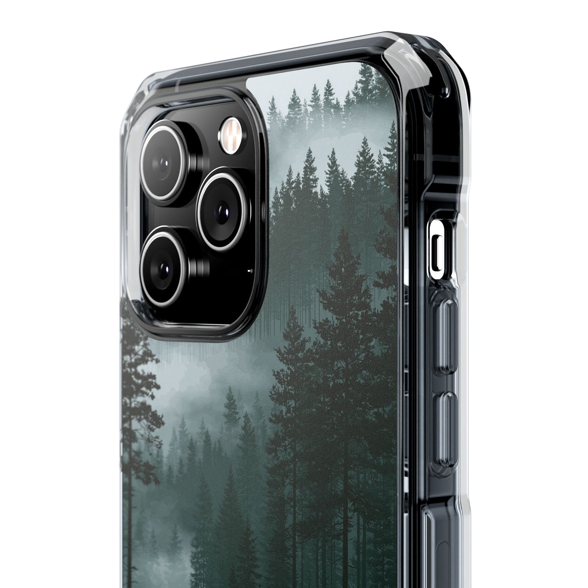 Misty Pine Reflections · Clear Impact Magnetic Phone Case for iPhone ·  Green