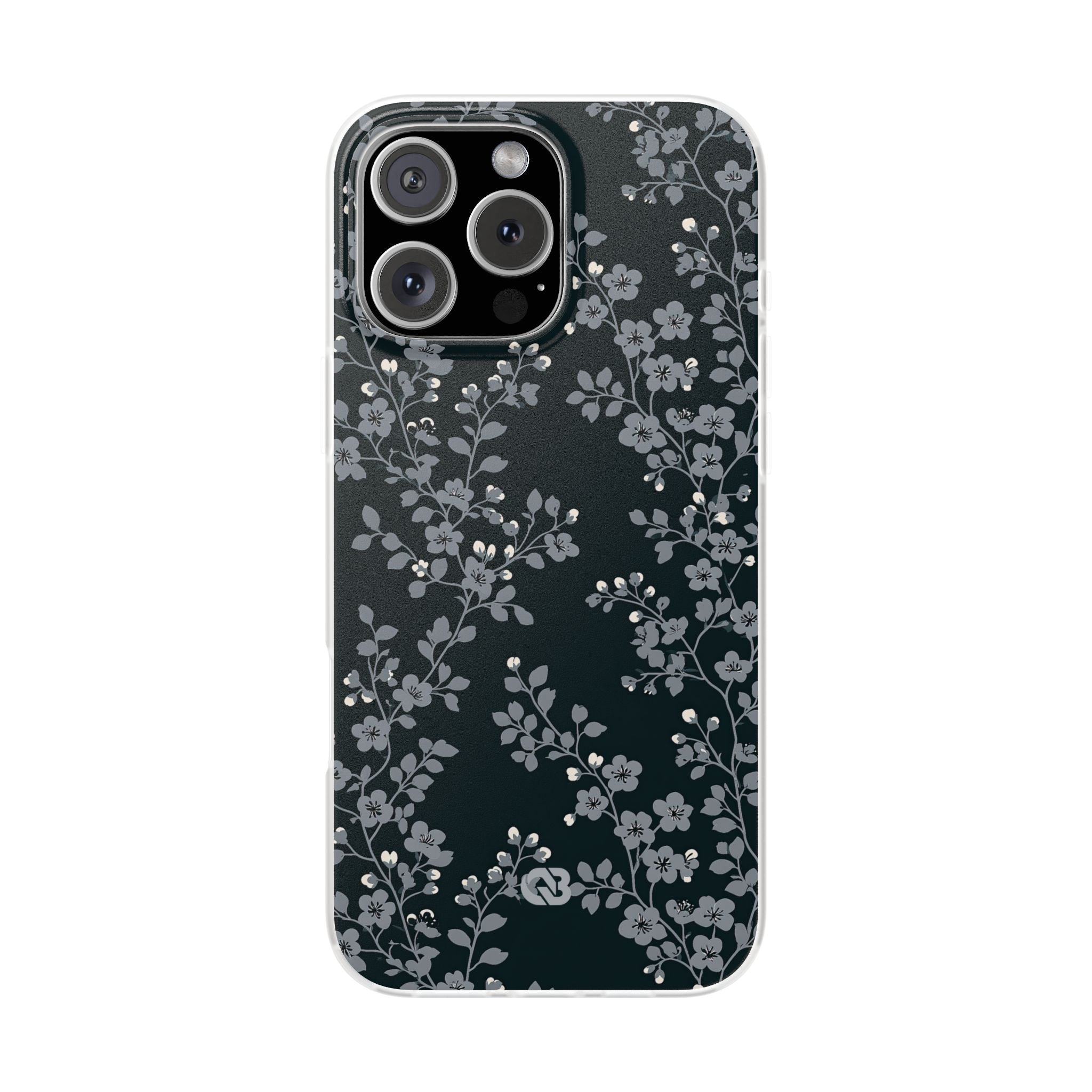 Black Lite Phone Case for iPhone - Midnight Slate Blossom