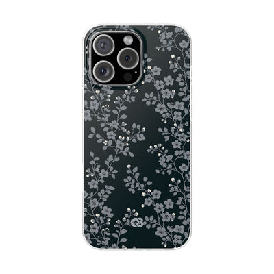 Black Lite Phone Case for iPhone - Midnight Slate Blossom