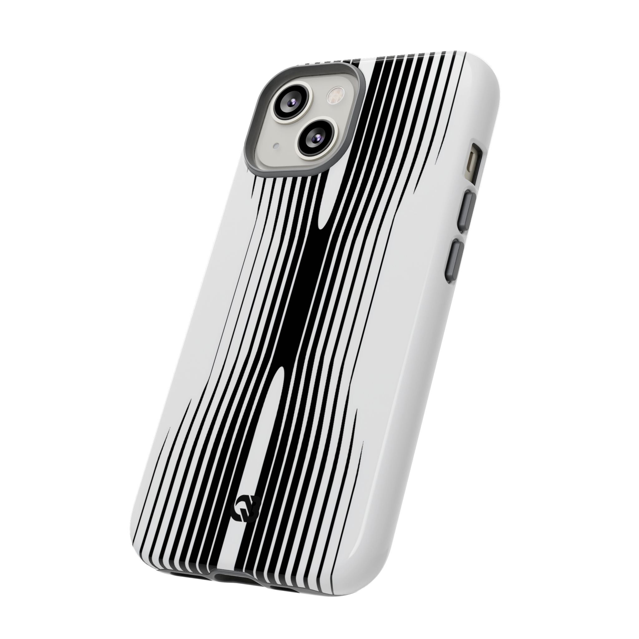 White Tough Phone Case for iPhone - Kinetic Mono Distortion