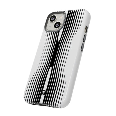 White Tough Phone Case for iPhone - Kinetic Mono Distortion