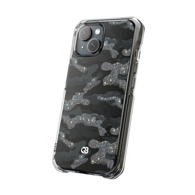 Glitter Shadow Camo · Clear Impact Magnetic Phone Case for iPhone · Black