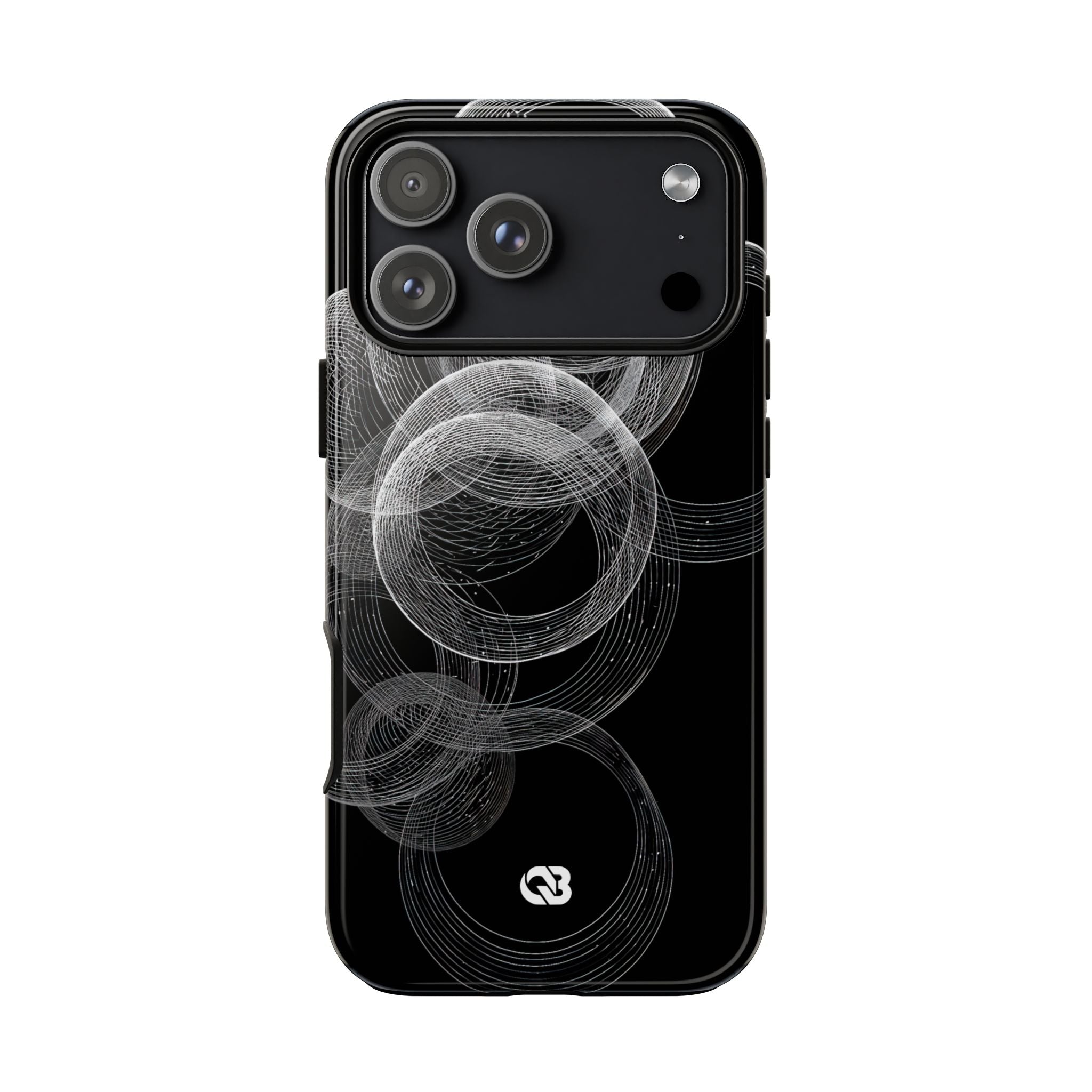 Black Tough Phone Case for iPhone - Kinetic Wireframe Orbit